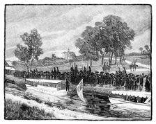The Royal Visit to Worsley Hall; the State Barge on the Bridgwater Canal, 1851, (1888)