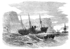 The Royal West India Mail Steamer "Tyne" on shore at St. Alban's Head, 1857. Creator: Unknown