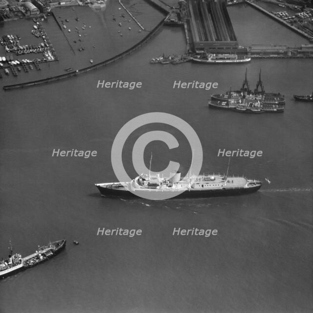The Royal Yacht 'Britannia' in Portsmouth Harbour, Hampshire, 1959. Artist: Langridge.