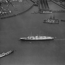 The Royal Yacht Britannia in Portsmouth Harbour, Hampshire, 1959. Artist: Langridge