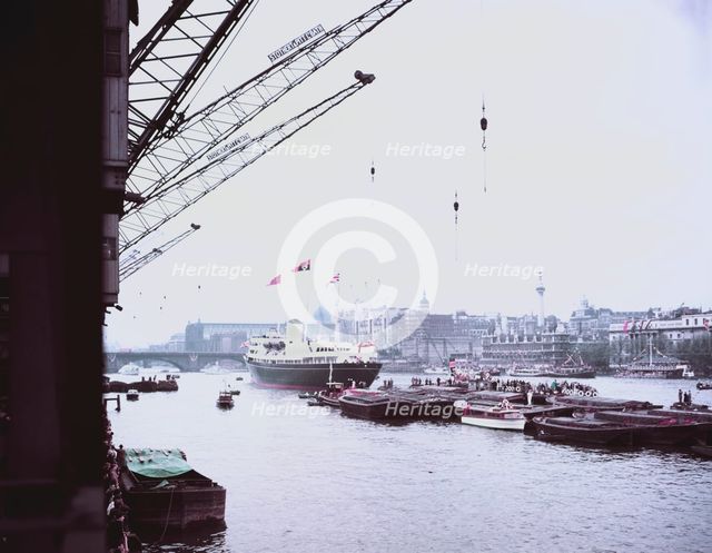 The Royal Yacht 'Britannia' on the River Thames in London, c1955. Creator: Arthur Charles Kirby Ware.