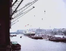 The Royal Yacht Britannia on the River Thames in London, c1955. Creator: Arthur Charles Kirby Ware