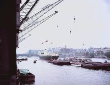The Royal Yacht Britannia on the River Thames in London, c1955. Creator: Arthur Charles Kirby Ware