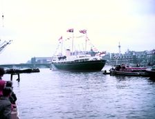 The Royal Yacht Britannia on the River Thames in London, c1955. Creator: Arthur Charles Kirby Ware