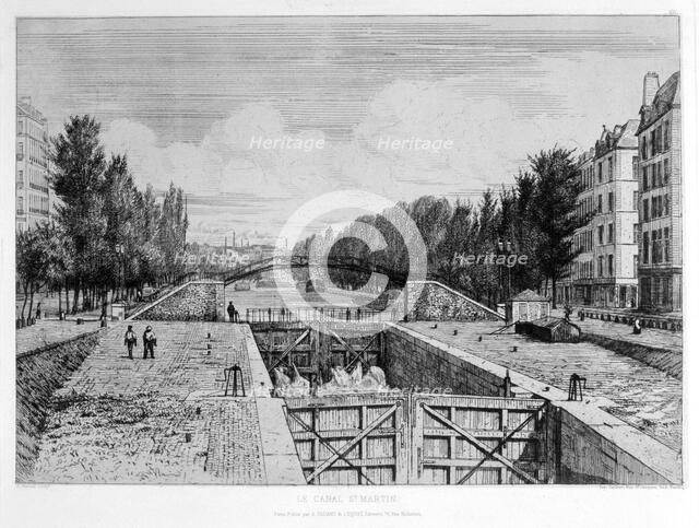 The St Martin canal, Paris, 19th century. Artist: A Martial