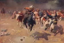 The Stampede c1912, (c1915). Artist: William Robinson Leigh