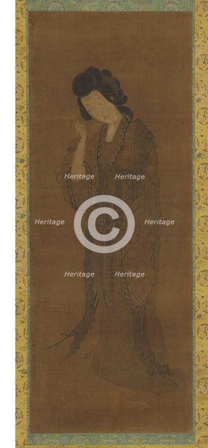The Standing Figure of a Woman, Late Ming or early Qing dynasty, 17th century. Creators: Unknown, Yuan Qian.