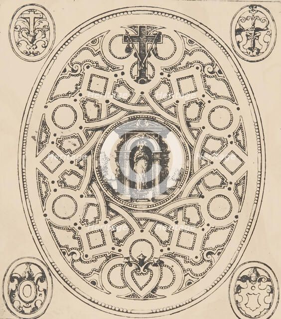 The standing Virgin with an elaborate ornamental frame, 17th century., 17th century. Creator: Anon.