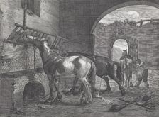 The stable, 1650-1660. Creator: Cornelis de Visscher