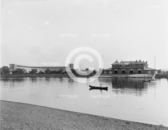 The Stadium and University Boat House, Cambridge, Mass., c.between 1910 and 1920. Creator: Unknown.