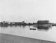 The Stadium and University Boat House, Cambridge, Mass., c.between 1910 and 1920. Creator: Unknown