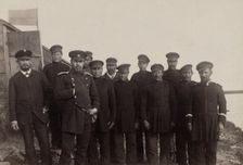 The Staff of the Expedition: Doctor Grinevetskii, the Official Dmitriev, the Foreman..., 1889. Creator: Unknown