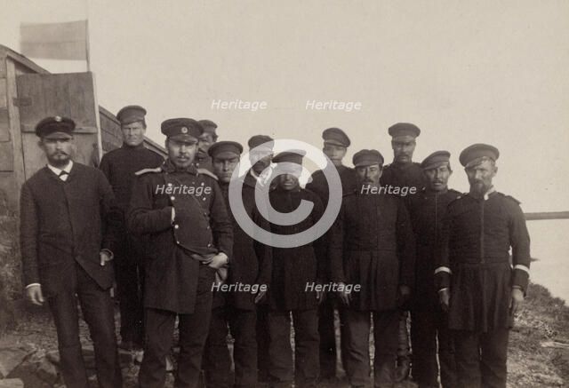 The Staff of the Expedition: Doctor Grinevetskii, the Official Dmitriev, the Foreman..., 1889. Creator: Unknown.