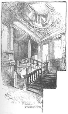 The Staircase, Ashburnham House 1890. Artist: Herbert Railton