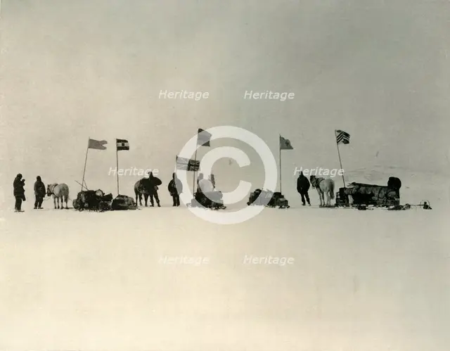 'The Start from the Ice-Edge South of Hut Point', c1908, (1909).  Artist: Unknown.
