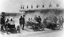 The starting line at the Grand Prix de L'ACF des Cyclecars, Amiens, France, 1913