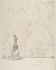 The Statue, New York Bay, 1910. Creator: Joseph Pennell