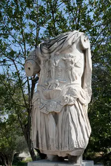 The statue of the Emperor Hadrian (117-138) at the Greek Agora in Athens, Greece. Creator: Samuel Magal