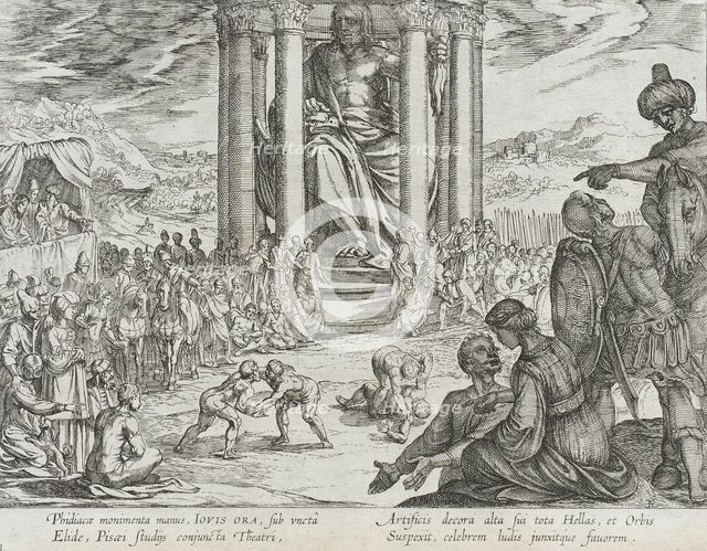 The Statue of Jupiter at Olympia, published 1610. Creator: Antonio Tempesta.