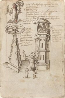 The Statue of Opportunity, a Passer-by, and Remorse [fol. 8r], c. 1512/1515. Creator: Unknown