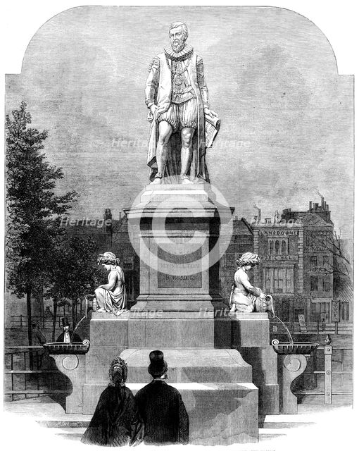 The Statue of Sir Hugh Myddelton at Islington-green, sculptured by the late John Thomas, 1862. Creator: Mason Jackson.