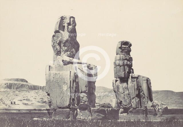 The Statues of Memnon. Plain of Thebes, 1857. Creator: Francis Frith.
