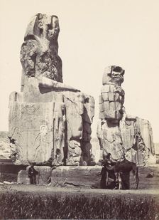 The Statues of Memnon. Plain of Thebes, 1857. Creator: Francis Frith