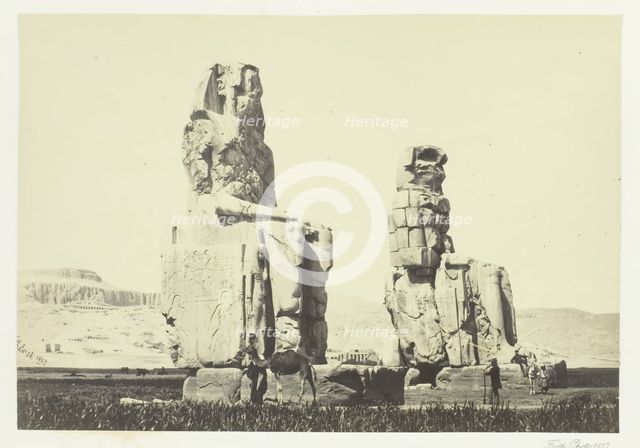The Statues of Memnon, Plain of Thebes, 1857. Creator: Francis Frith.
