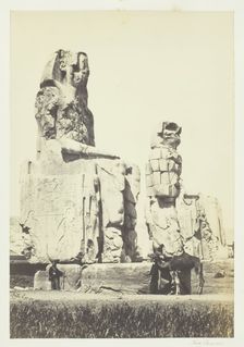 The Statues of Memnon, Plain of Thebes, 1857. Creator: Francis Frith