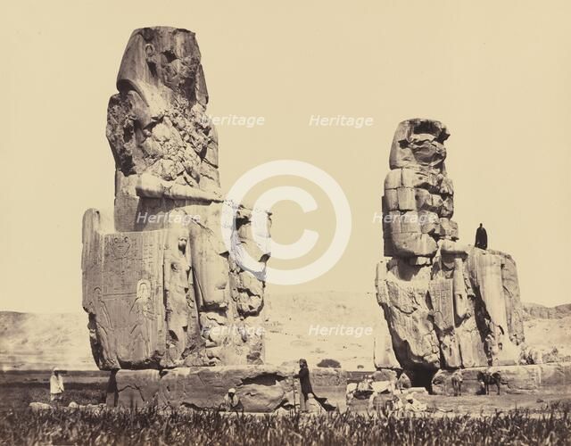 The Statues of the Plain, Thebes, 1858. Creator: Francis Frith.