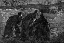 The State of Ireland: "Captain Moonlight" surprised by a police patrol, 1881. Creator: Unknown