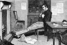 The State of Ireland: a boycotted agent's office - rent day, but no rent, 1881. Creator: William James Palmer