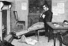 The State of Ireland: a boycotted agent's office - rent day, but no rent, 1881. Creator: William James Palmer