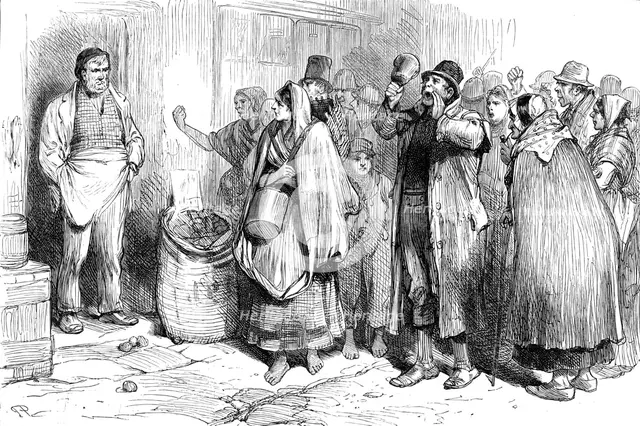 The State of Ireland: "boycotting" a tradesman, County Mayo, 1881. Creator: Unknown.