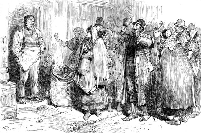 The State of Ireland: "boycotting" a tradesman, County Mayo, 1881. Creator: Unknown.