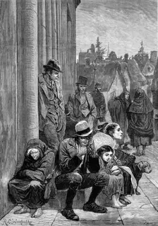 The State of Ireland: scene outside the Courthouse, Galway, 1880. Creator: W. I. Mosses
