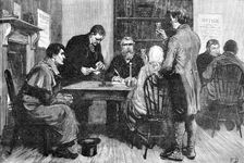 The State of Ireland: rent agent's office as it used to be - drinking his honour's health, 1881. Creator: William James Palmer