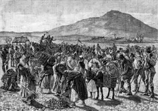 The State of Ireland: tilling the farm of an imprisoned Land Leaguer, 1881. Creator: Unknown