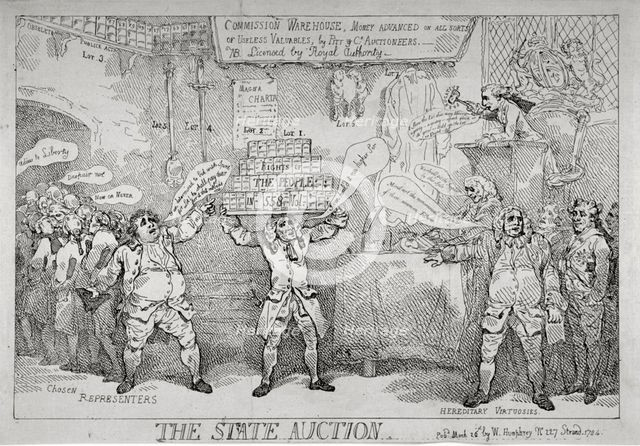 'The State Auction', 1784. Artist: Thomas Rowlandson
