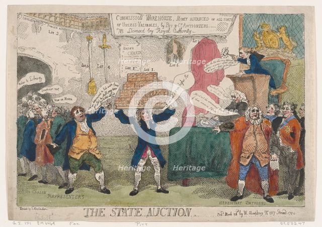 The State Auction, March 26, 1784., March 26, 1784. Creator: Thomas Rowlandson.