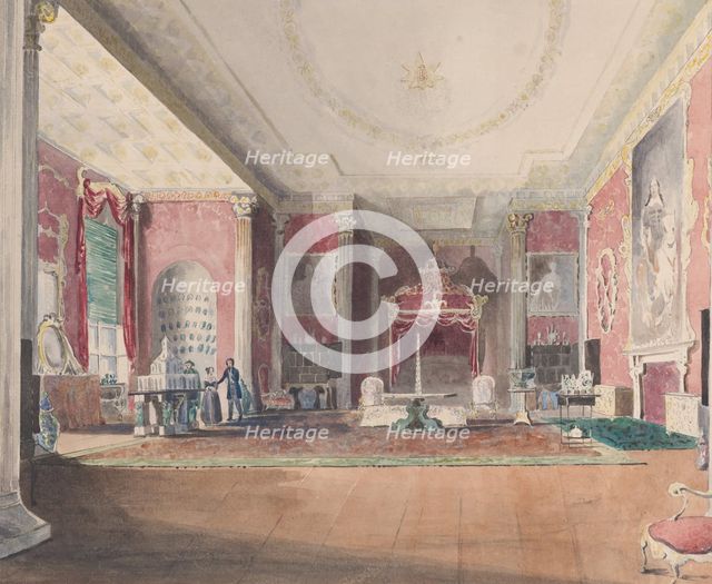 The State Bed Chamber, Stowe Buckinghamshire, 1838. Creator: Joseph Nash.