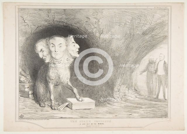 The State Cerberus, A Leaf Out of the Ænead, Freely Translated, December 11, 1834. Creator: John Doyle.
