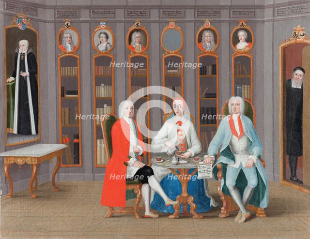 The Stenbock family in their library at Rånäs, c. 1740. Artist: Svan, Carl Fredrik (1708-1766)