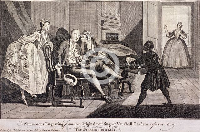 'The Stealing of a Kiss', c1745. Artist: Anon