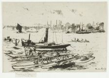 The Steam Launch, Chelsea Embankment, 1888-89. Creator: Theodore Roussel