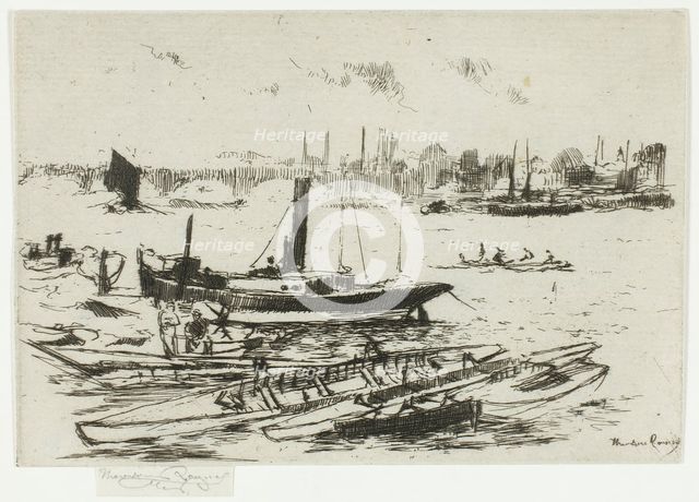 The Steam Launch, Chelsea Embankment, 1888-89. Creator: Theodore Roussel.