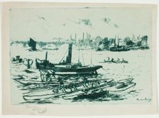 The Steam Launch, Chelsea Embankment, 1888-89. Creator: Theodore Roussel