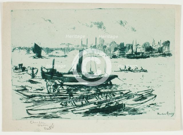 The Steam Launch, Chelsea Embankment, 1888-89. Creator: Theodore Roussel.