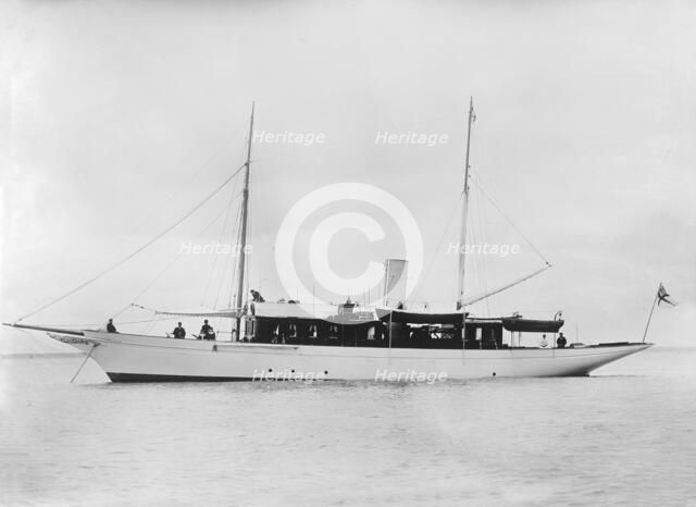 The steam yacht 'Madeline' at anchor. Creator: Kirk & Sons of Cowes.