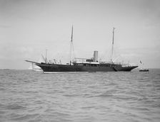 The steam yacht Maid of Honour at anchor, 1911. Creator: Kirk & Sons of Cowes